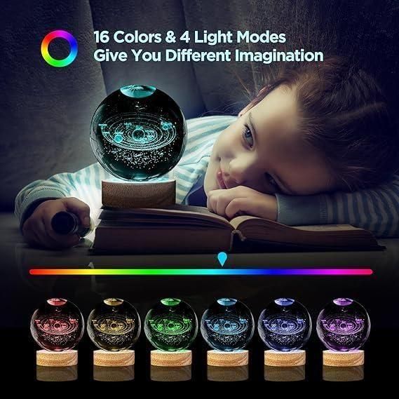 3D Crystal Ball LED Night Lamp – Galaxy & Moon Design