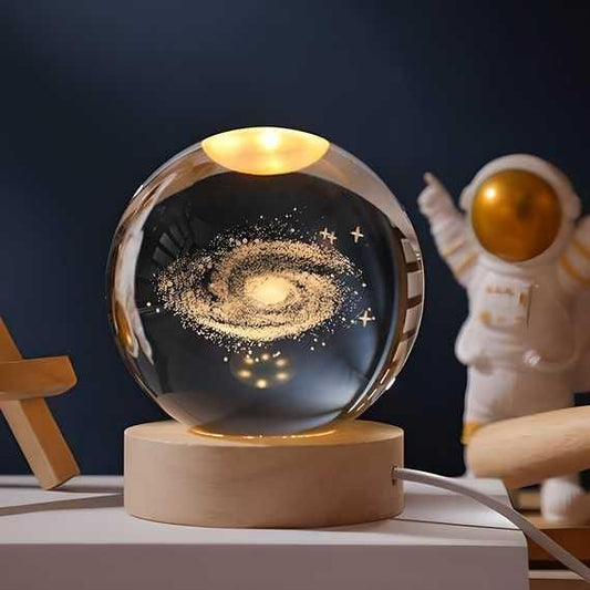 3D Crystal Ball LED Night Lamp – Galaxy & Moon Design