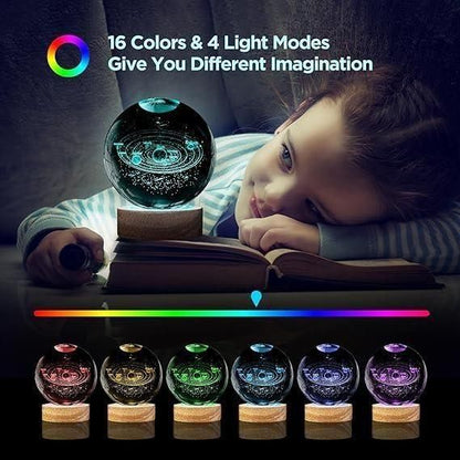 3D Crystal Ball LED Night Lamp – Galaxy & Moon Design