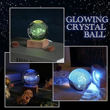 3D Crystal Ball LED Night Lamp – Galaxy & Moon Design
